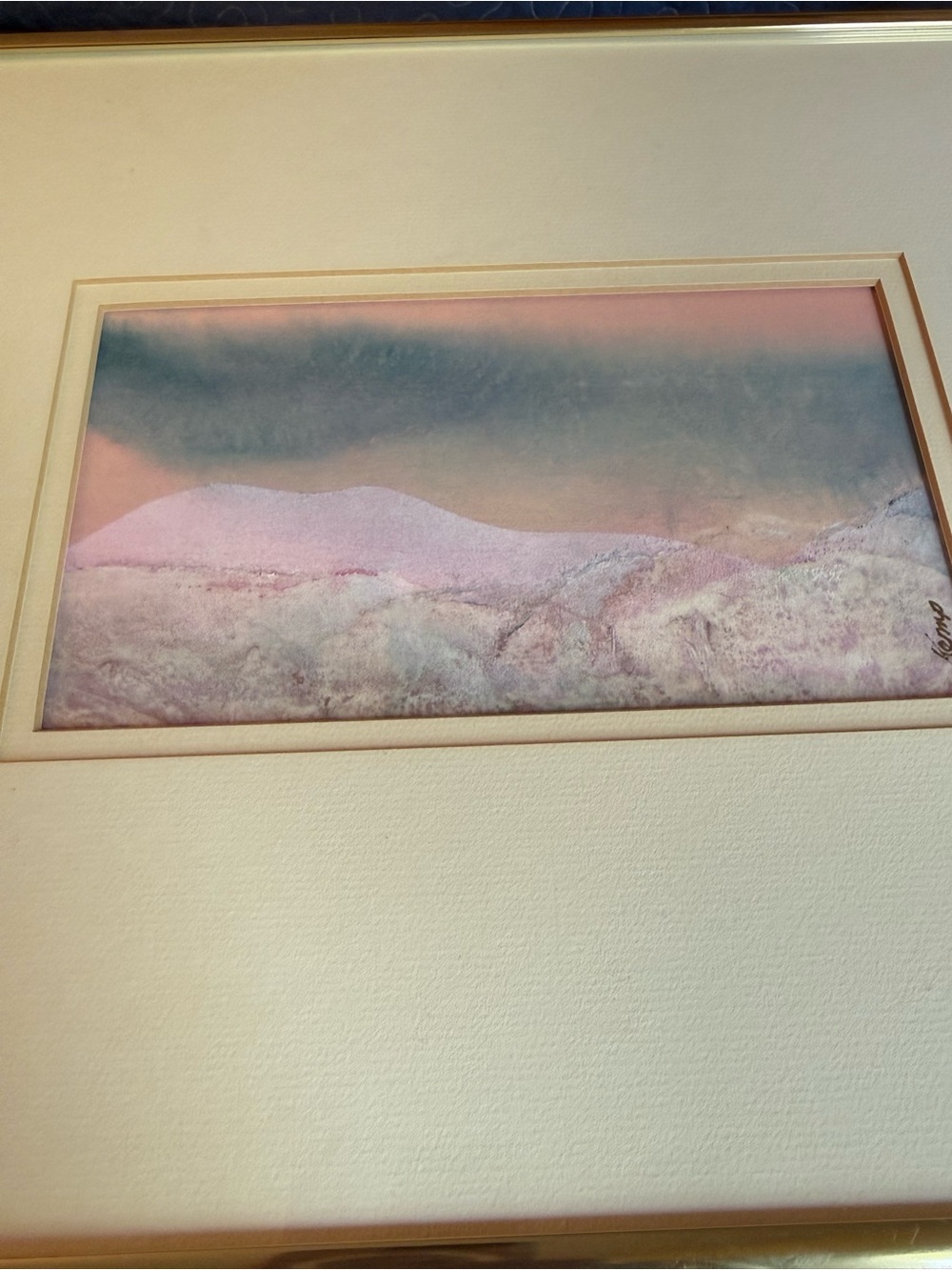 Framed Pastel Watercolor Landscape Wall Art Pink/Blue Sherry Kemp Atlanta - Picture 7 of 12